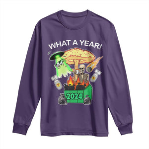 Funny Christmas What A Year Dumpster Fire Long Sleeve Shirt TS09 Purple Print Your Wear