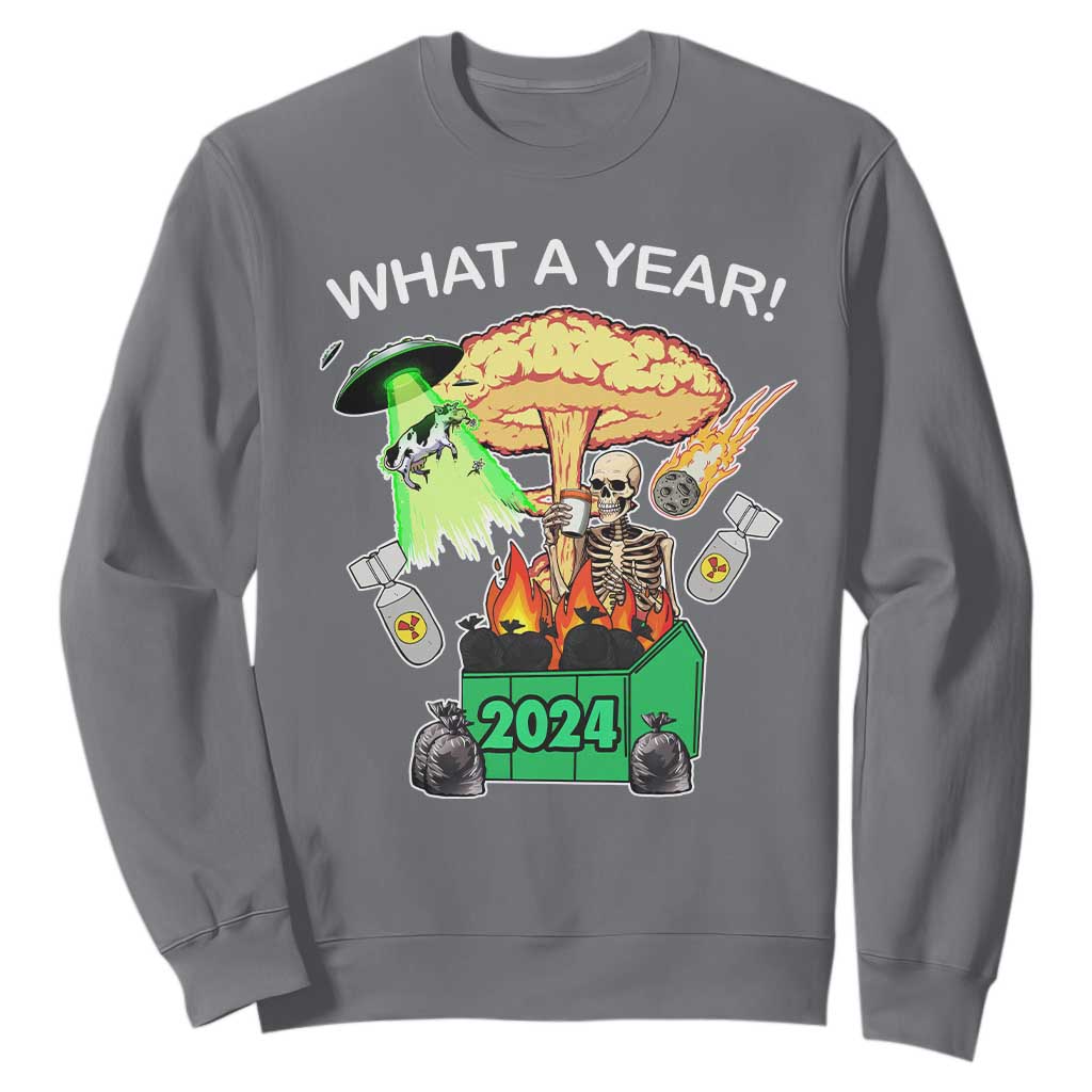 Funny Christmas What A Year Dumpster Fire Sweatshirt TS09 Charcoal Print Your Wear