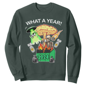 Funny Christmas What A Year Dumpster Fire Sweatshirt TS09 Dark Forest Green Print Your Wear