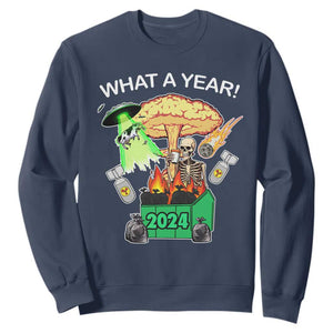 Funny Christmas What A Year Dumpster Fire Sweatshirt TS09 Navy Print Your Wear
