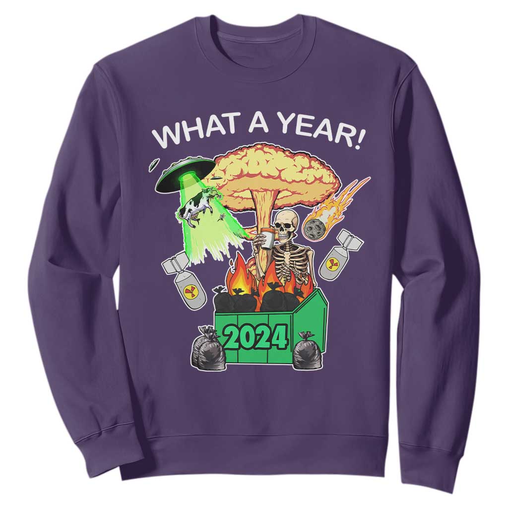 Funny Christmas What A Year Dumpster Fire Sweatshirt TS09 Purple Print Your Wear