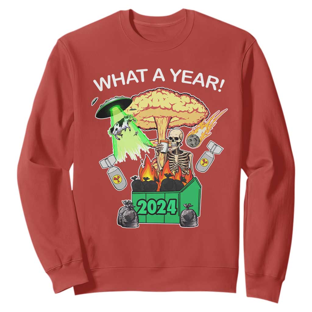 Funny Christmas What A Year Dumpster Fire Sweatshirt TS09 Red Print Your Wear