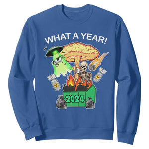 Funny Christmas What A Year Dumpster Fire Sweatshirt TS09 Royal Blue Print Your Wear