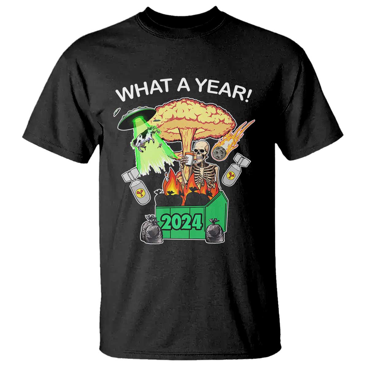 Funny Christmas What A Year Dumpster Fire T Shirt TS09 Black Print Your Wear