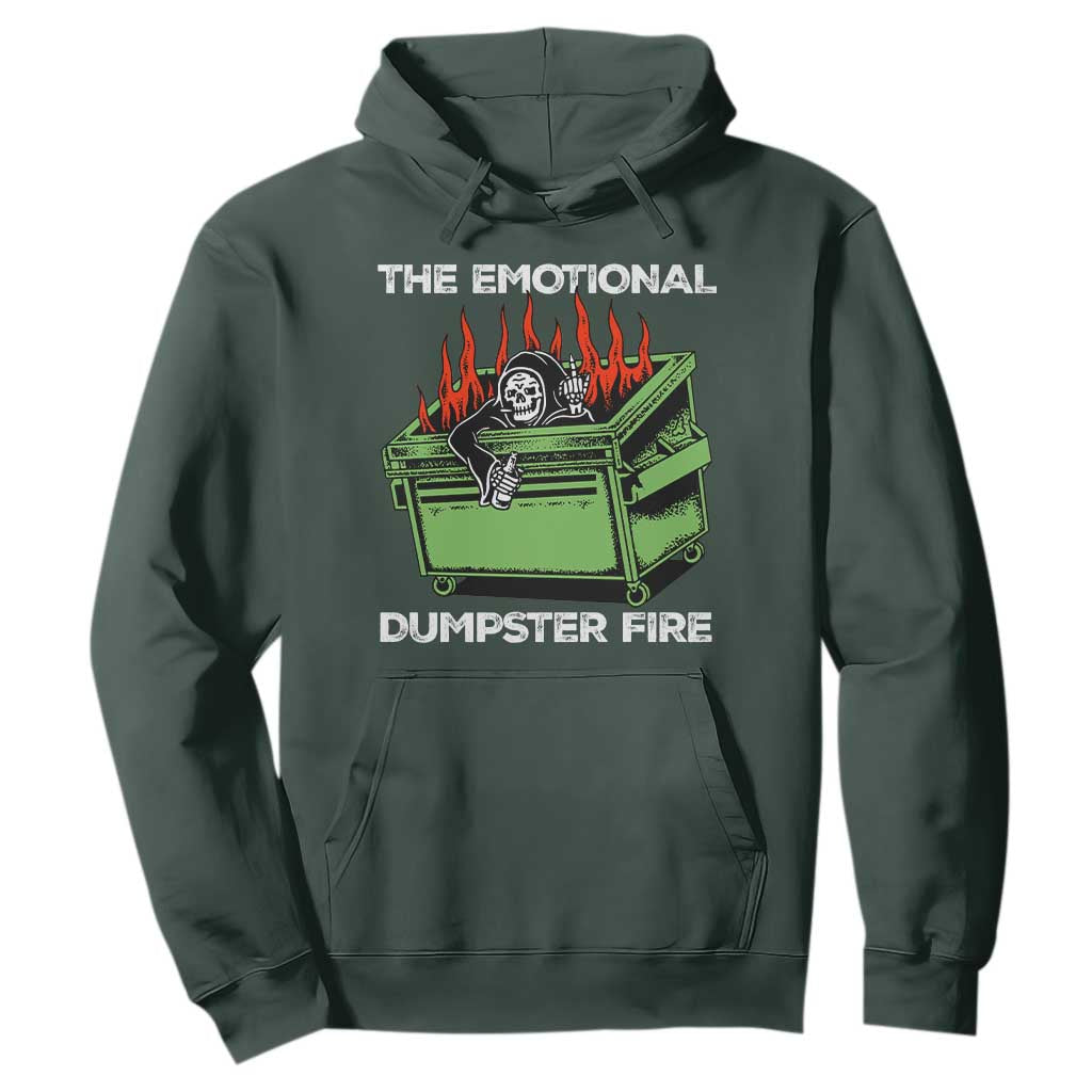 Funny Emotional Dumpster Fire Skeleton Hoodie TS09 Dark Forest Green Print Your Wear