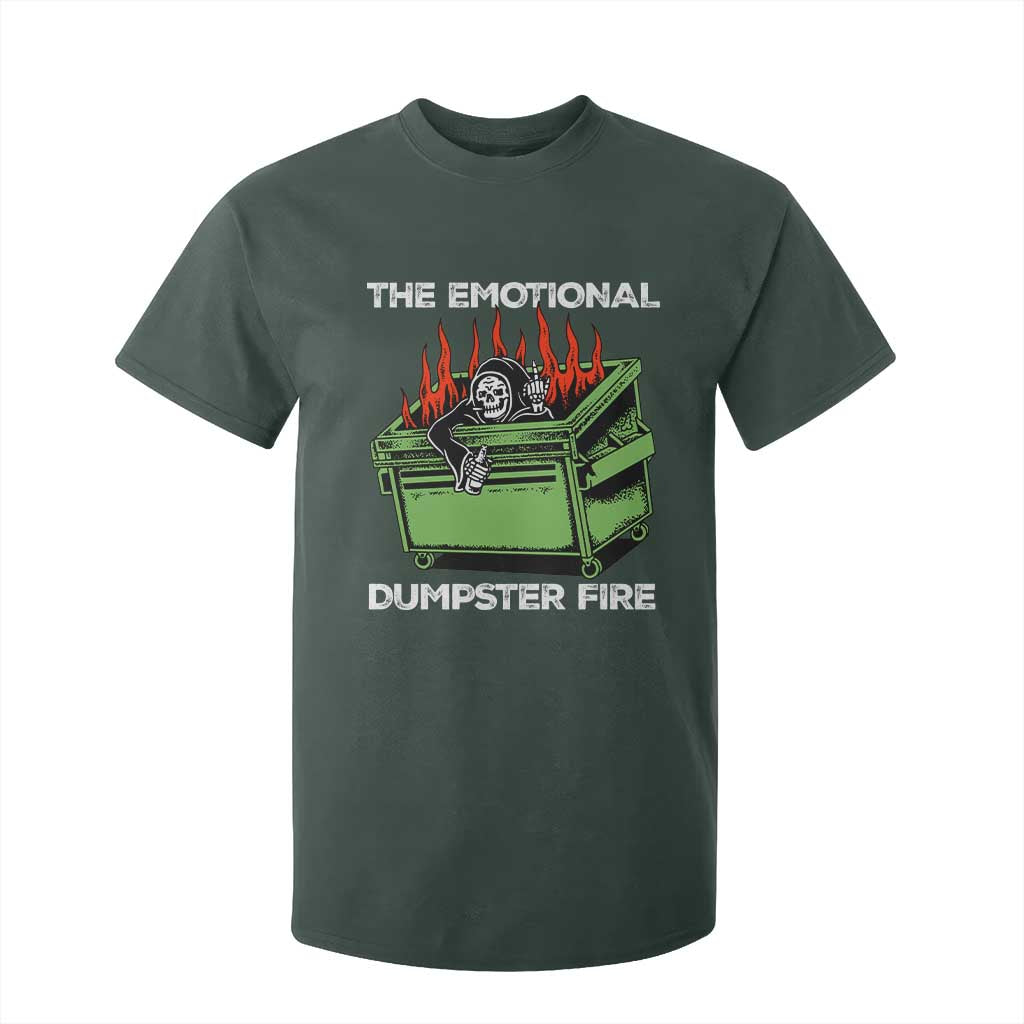 Funny Emotional Dumpster Fire Skeleton T Shirt For Kid TS09 Dark Forest Green Print Your Wear