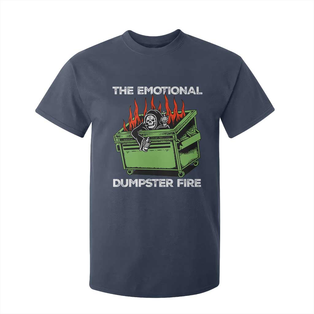 Funny Emotional Dumpster Fire Skeleton T Shirt For Kid TS09 Navy Print Your Wear