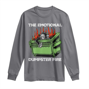 Funny Emotional Dumpster Fire Skeleton Long Sleeve Shirt TS09 Charcoal Print Your Wear