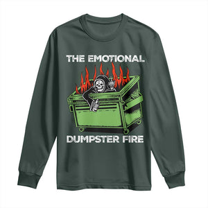 Funny Emotional Dumpster Fire Skeleton Long Sleeve Shirt TS09 Dark Forest Green Print Your Wear