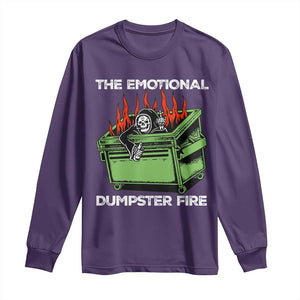 Funny Emotional Dumpster Fire Skeleton Long Sleeve Shirt TS09 Purple Print Your Wear