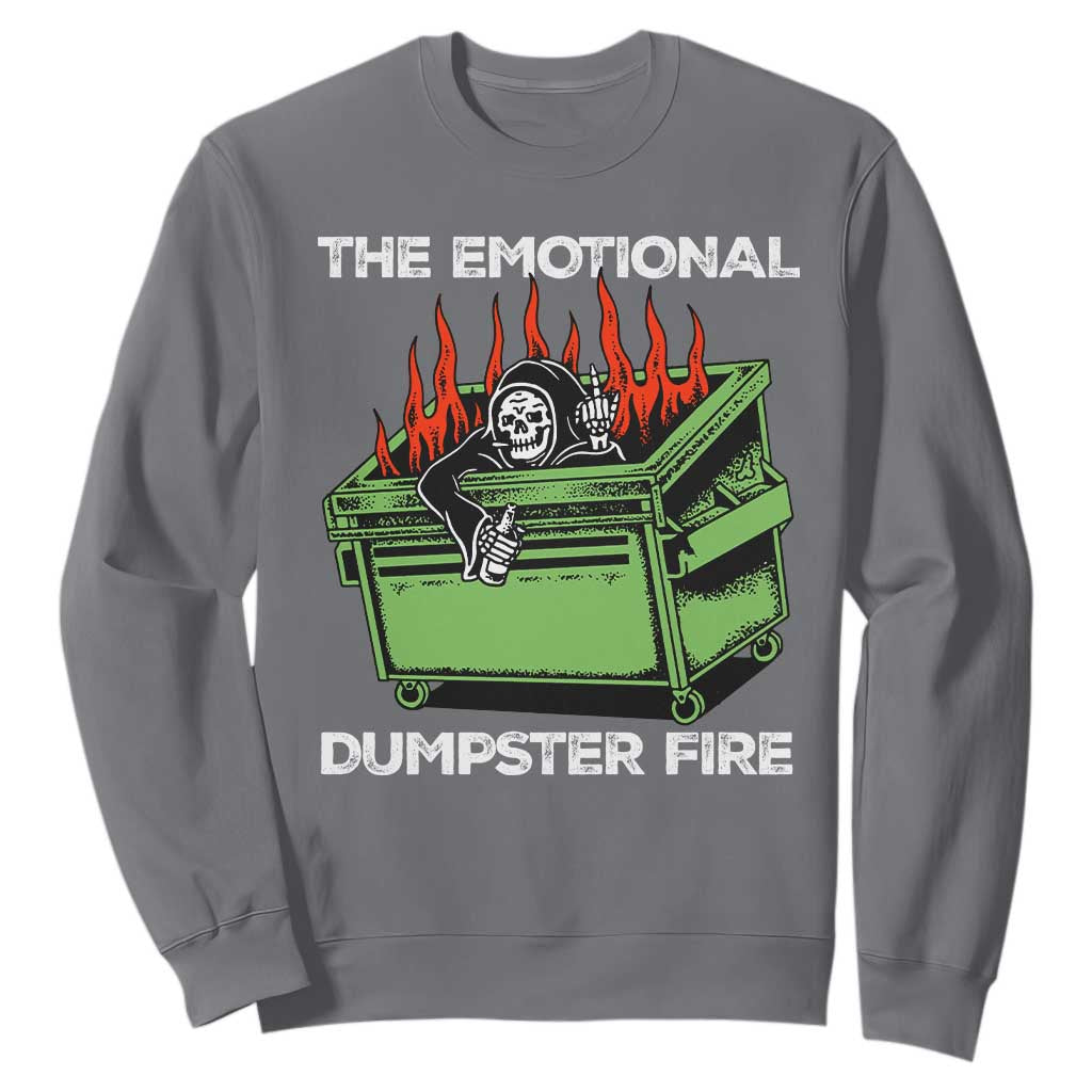 Funny Emotional Dumpster Fire Skeleton Sweatshirt TS09 Charcoal Print Your Wear