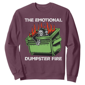 Funny Emotional Dumpster Fire Skeleton Sweatshirt TS09 Maroon Print Your Wear