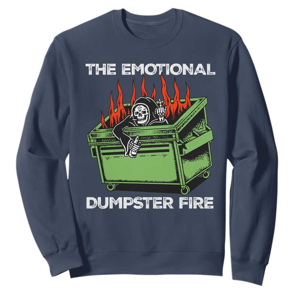 Funny Emotional Dumpster Fire Skeleton Sweatshirt TS09 Navy Print Your Wear