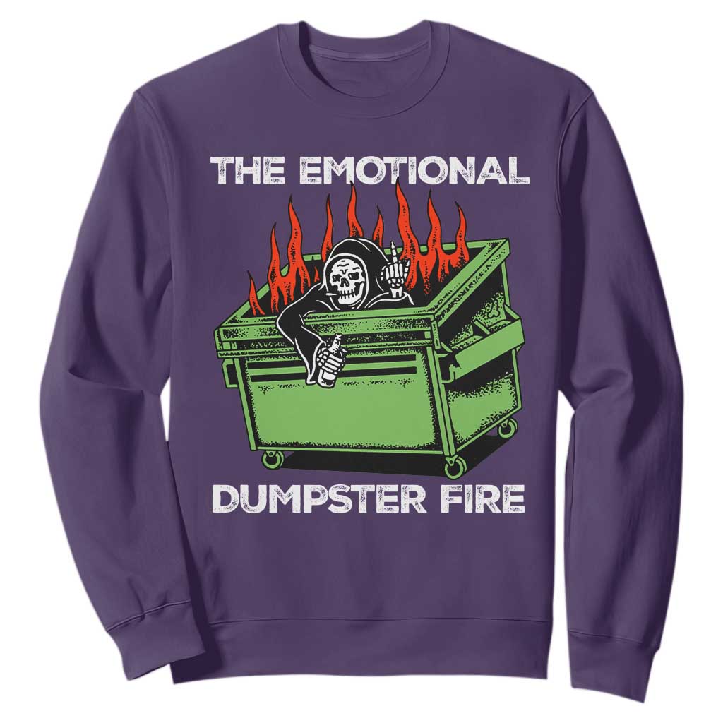 Funny Emotional Dumpster Fire Skeleton Sweatshirt TS09 Purple Print Your Wear