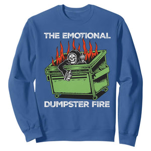 Funny Emotional Dumpster Fire Skeleton Sweatshirt TS09 Royal Blue Print Your Wear