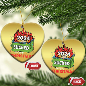 Funny Dumpster Fire Sucked But Yay Christmas 2024 Christmas Ornament TS09 Heart Gold Print Your Wear