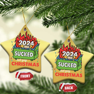 Funny Dumpster Fire Sucked But Yay Christmas 2024 Christmas Ornament TS09 Star Gold Print Your Wear