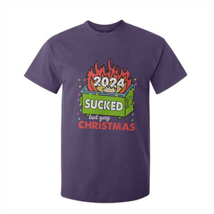Funny Dumpster Fire Sucked But Yay Christmas 2024 T Shirt For Kid TS09 Purple Print Your Wear