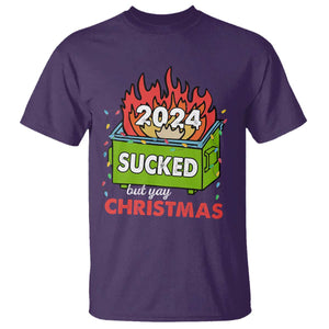 Funny Dumpster Fire Sucked But Yay Christmas 2024 T Shirt TS09 Purple Print Your Wear