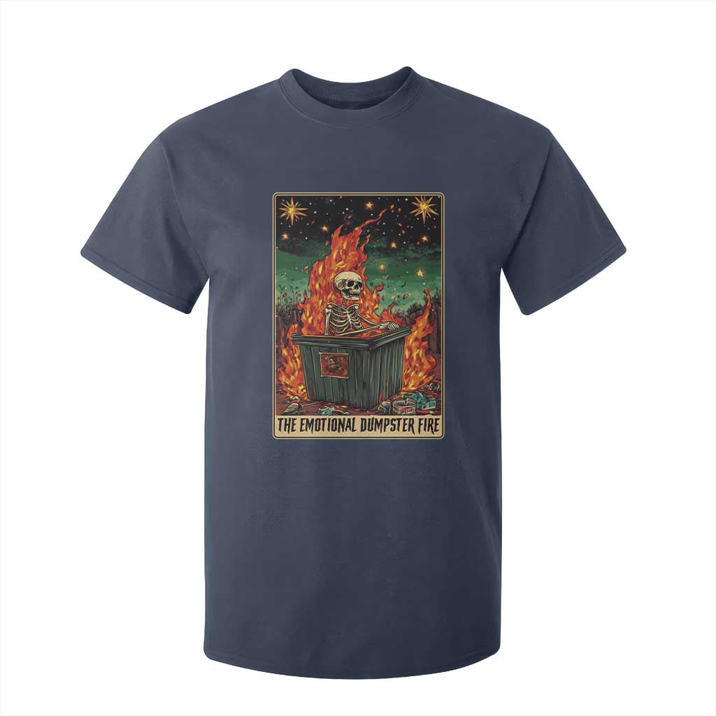 Emotional Dumpster Fire Skeleton Tarot Card T Shirt For Kid TS09 Navy Print Your Wear