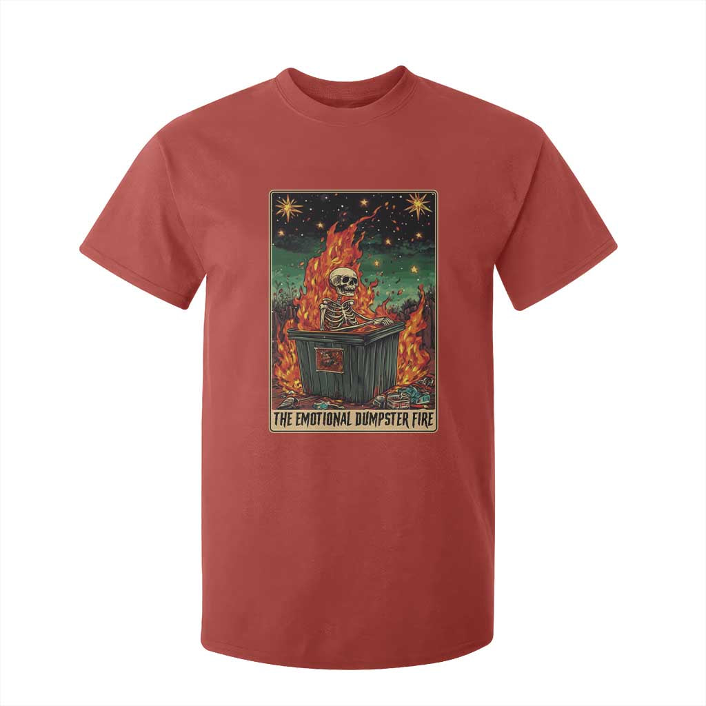 Emotional Dumpster Fire Skeleton Tarot Card T Shirt For Kid TS09 Red Print Your Wear