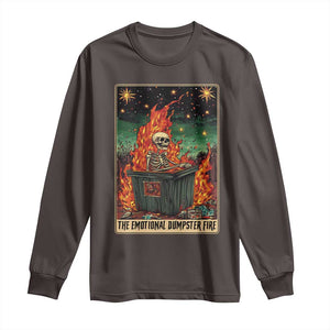 Emotional Dumpster Fire Skeleton Tarot Card Long Sleeve Shirt TS09 Dark Chocolate Print Your Wear