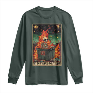 Emotional Dumpster Fire Skeleton Tarot Card Long Sleeve Shirt TS09 Dark Forest Green Print Your Wear