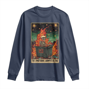 Emotional Dumpster Fire Skeleton Tarot Card Long Sleeve Shirt TS09 Navy Print Your Wear