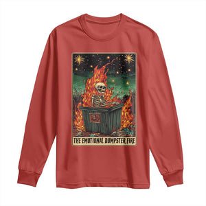 Emotional Dumpster Fire Skeleton Tarot Card Long Sleeve Shirt TS09 Red Print Your Wear