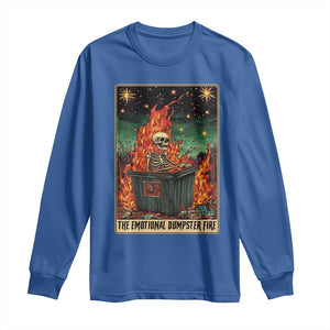 Emotional Dumpster Fire Skeleton Tarot Card Long Sleeve Shirt TS09 Royal Blue Print Your Wear