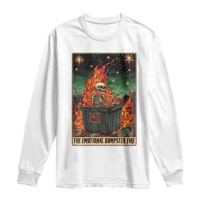 Emotional Dumpster Fire Skeleton Tarot Card Long Sleeve Shirt TS09 White Print Your Wear