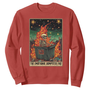 Emotional Dumpster Fire Skeleton Tarot Card Sweatshirt TS09 Red Print Your Wear