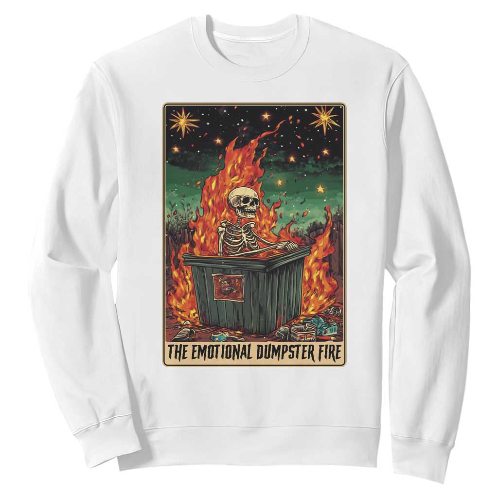 Emotional Dumpster Fire Skeleton Tarot Card Sweatshirt TS09 White Print Your Wear
