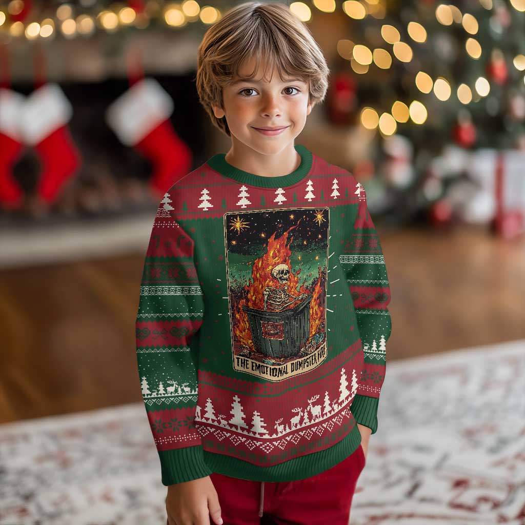 Emotional Dumpster Fire Skeleton Tarot Card Ugly Christmas Sweater TS09 Christmas Print Your Wear