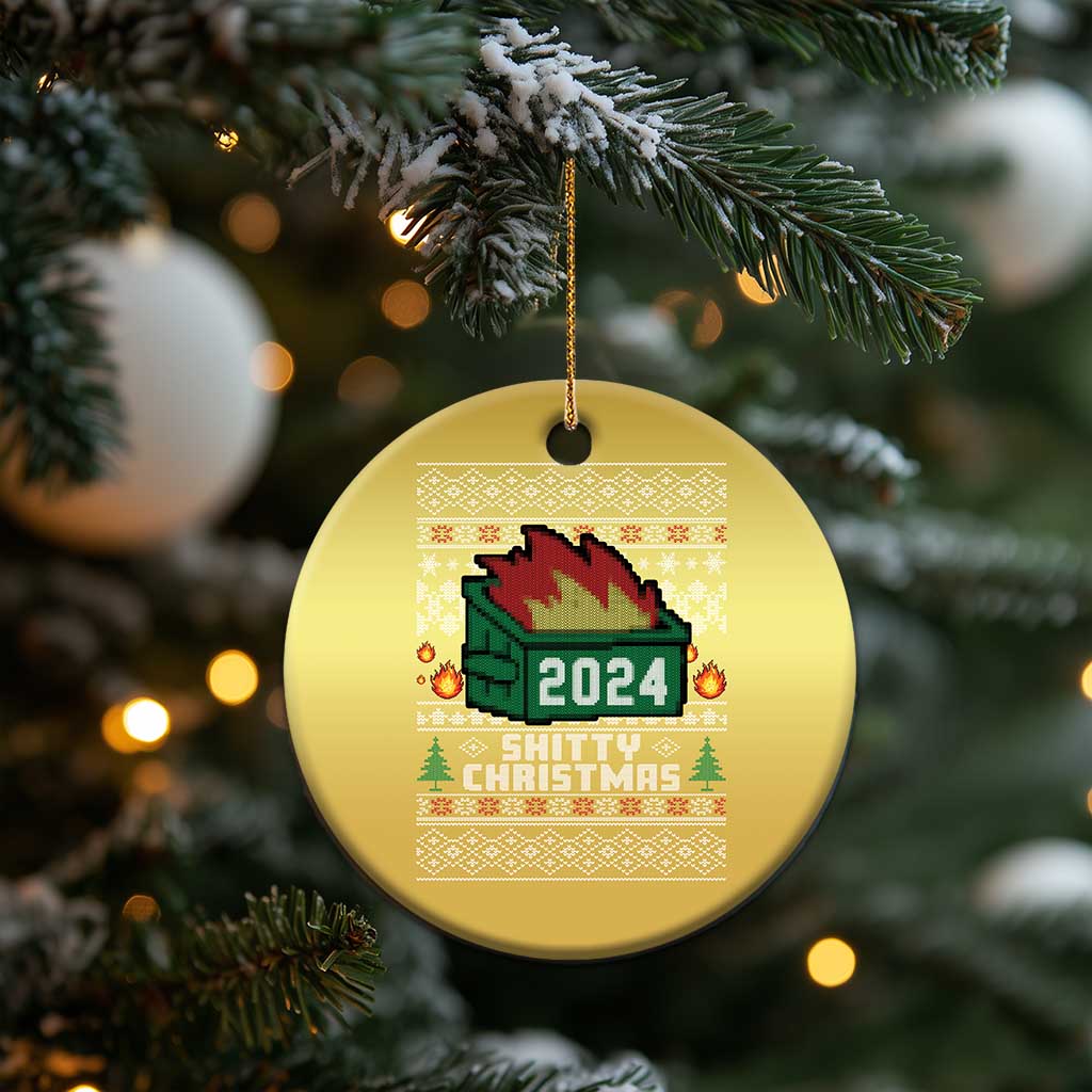 Funny Shitty Christmas 2024 Dumpster Fire Christmas Ornament TS09 Print Your Wear