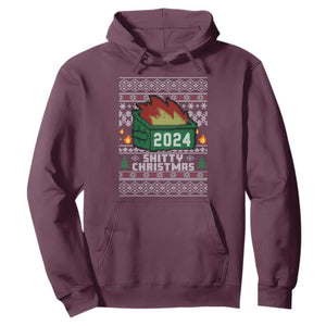 Funny Shitty Christmas 2024 Dumpster Fire Hoodie TS09 Maroon Print Your Wear