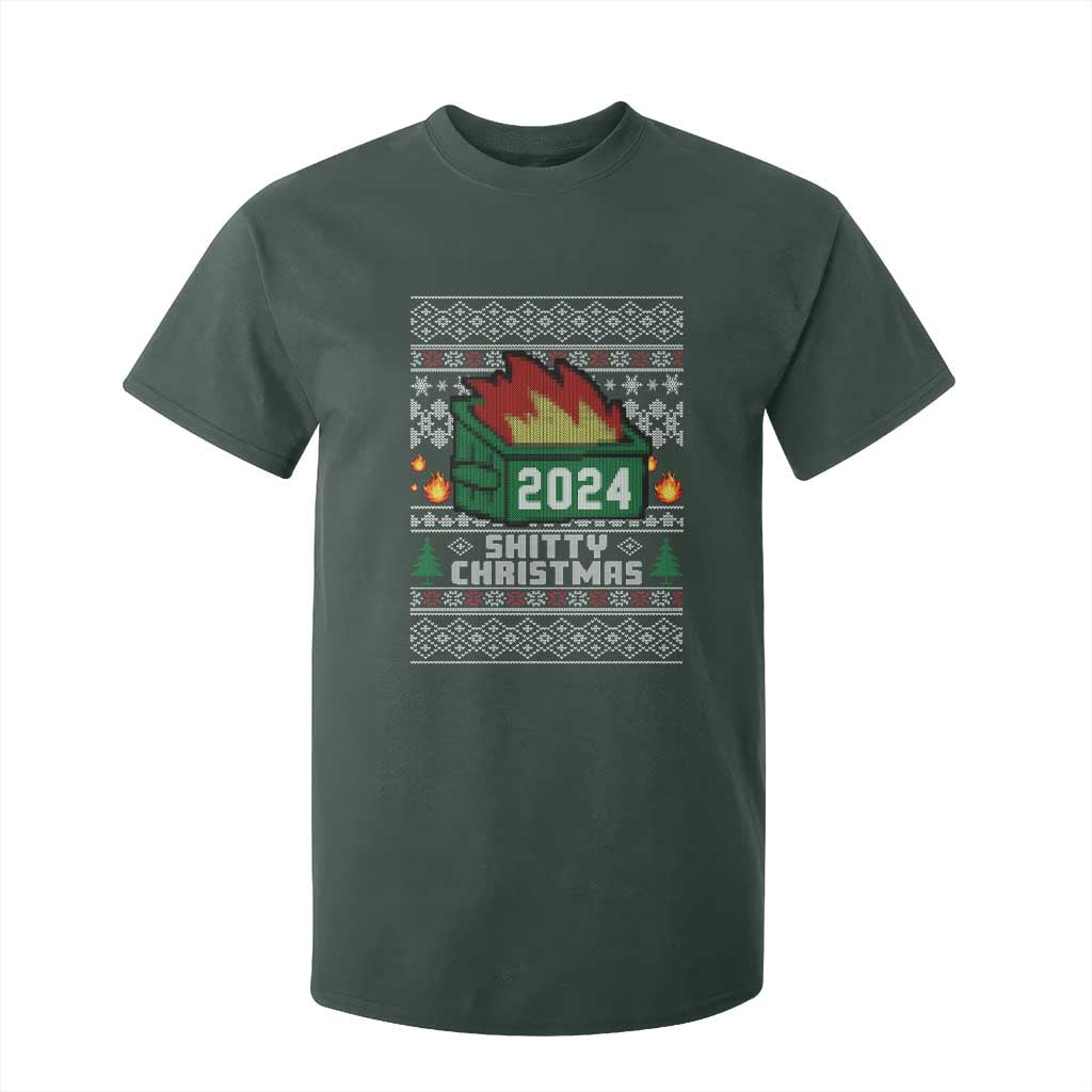 Funny Shitty Christmas 2024 Dumpster Fire T Shirt For Kid TS09 Dark Forest Green Print Your Wear