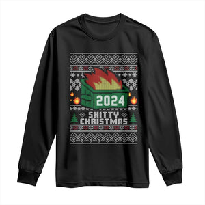 Funny Shitty Christmas 2024 Dumpster Fire Long Sleeve Shirt TS09 Black Print Your Wear