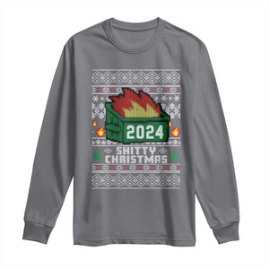 Funny Shitty Christmas 2024 Dumpster Fire Long Sleeve Shirt TS09 Charcoal Print Your Wear