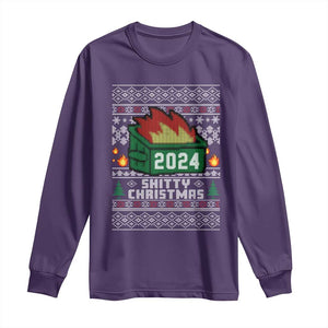 Funny Shitty Christmas 2024 Dumpster Fire Long Sleeve Shirt TS09 Purple Print Your Wear