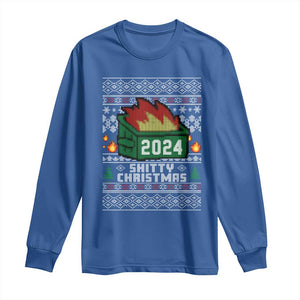 Funny Shitty Christmas 2024 Dumpster Fire Long Sleeve Shirt TS09 Royal Blue Print Your Wear