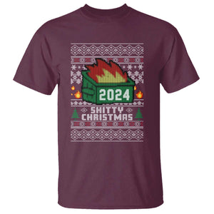 Funny Shitty Christmas 2024 Dumpster Fire T Shirt TS09 Maroon Print Your Wear