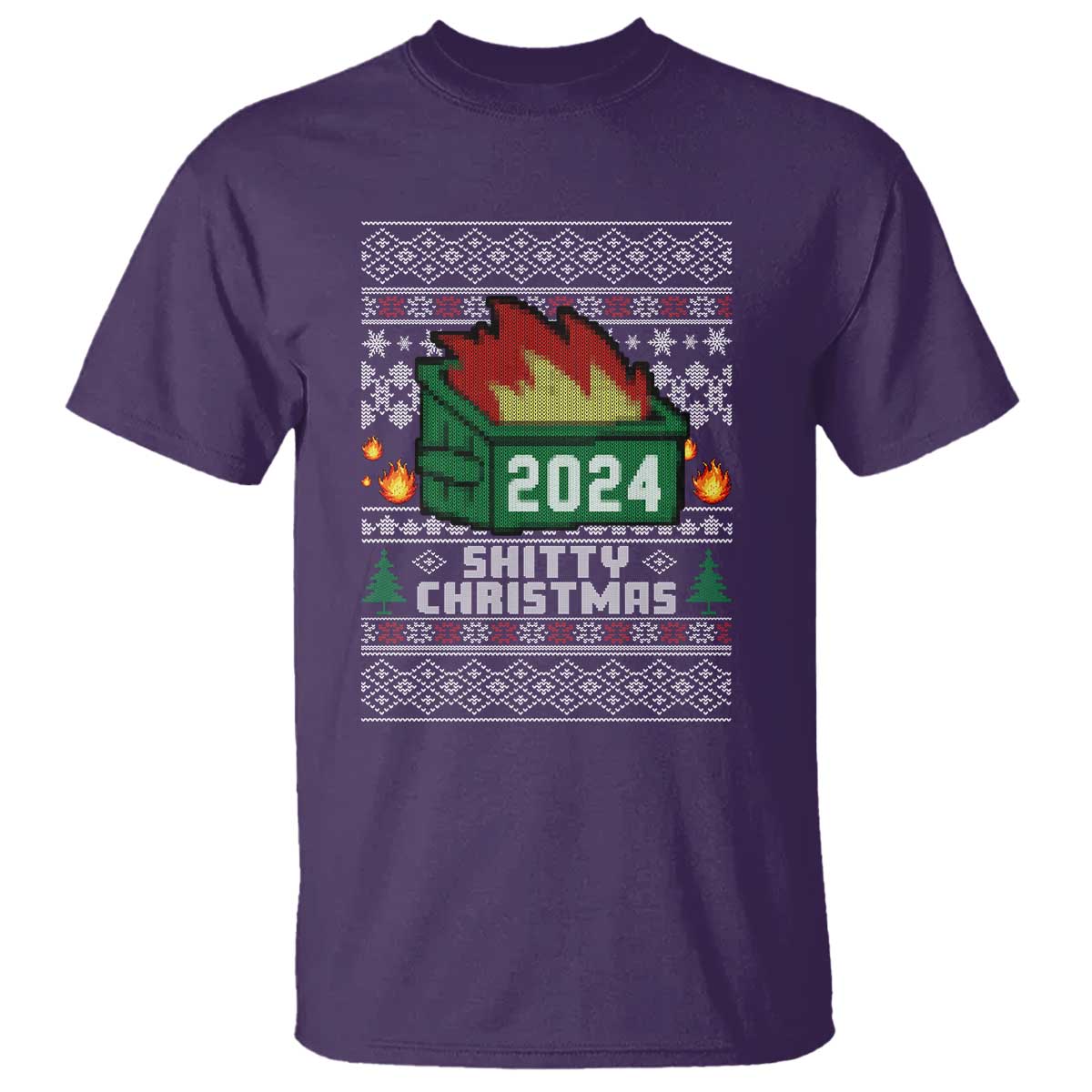 Funny Shitty Christmas 2024 Dumpster Fire T Shirt TS09 Purple Print Your Wear