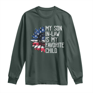 Funny My Son In Law Is My Favorite Child Long Sleeve Shirt American Flag Sunflower TS09 Dark Forest Green Print Your Wear