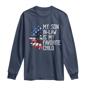 Funny My Son In Law Is My Favorite Child Long Sleeve Shirt American Flag Sunflower TS09 Navy Print Your Wear