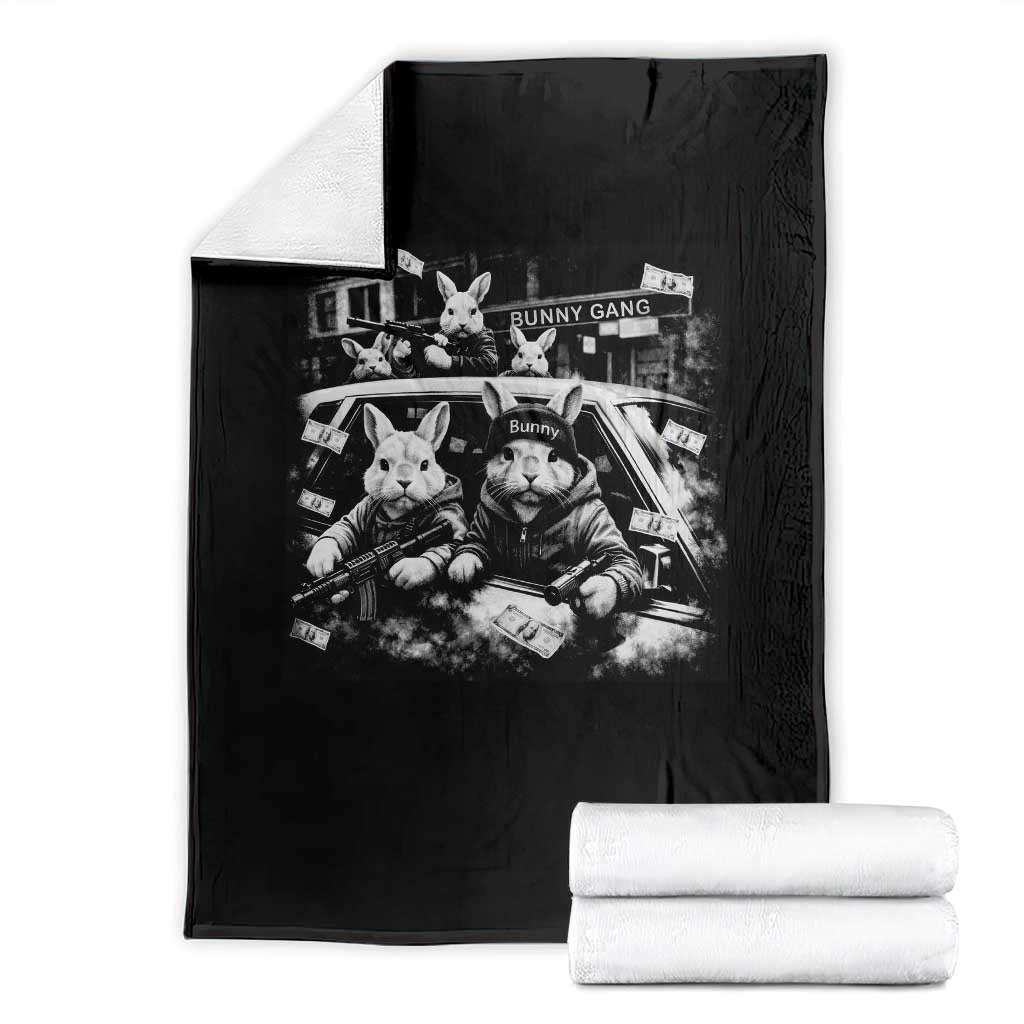 Funny Bunny Gang Throw Blanket Vintage Rabbit Meme TS10 Black Print Your Wear