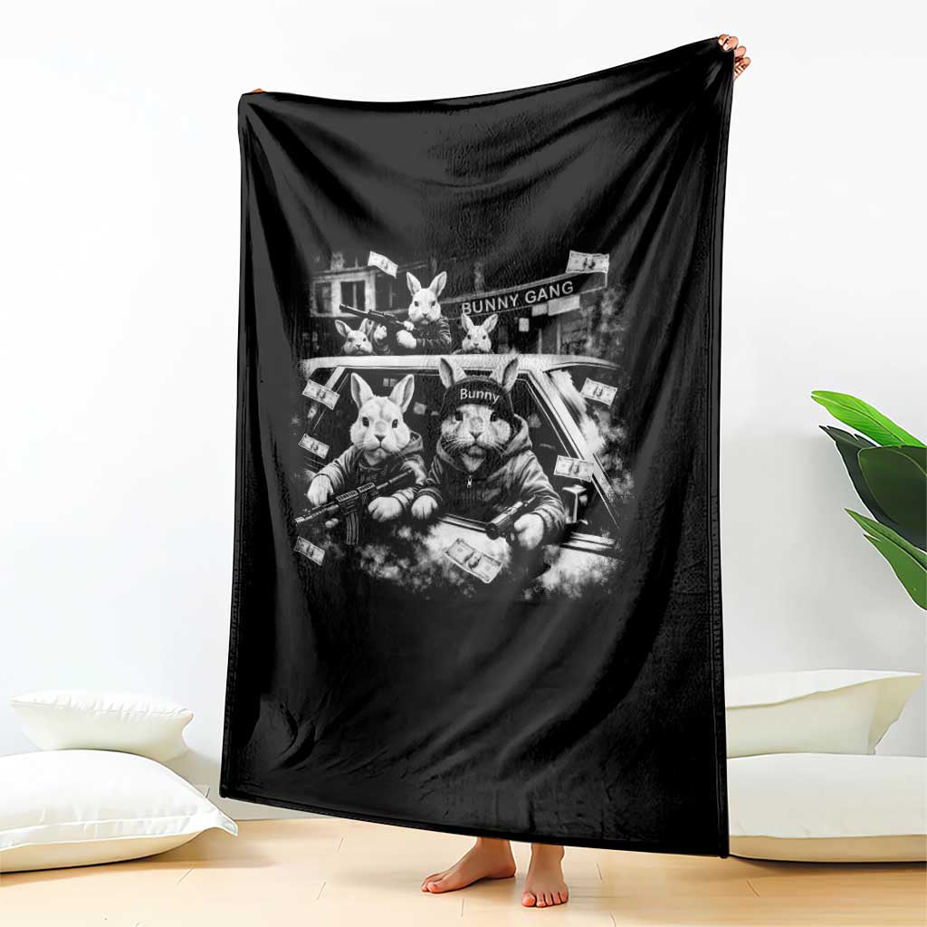 Funny Bunny Gang Throw Blanket Vintage Rabbit Meme TS10 Print Your Wear