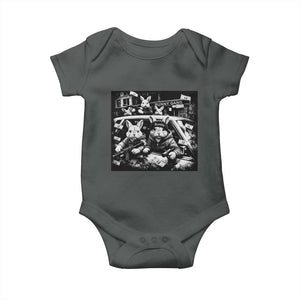 Funny Bunny Gang Baby Onesie Vintage Rabbit Meme TS10 Dark Heather Print Your Wear