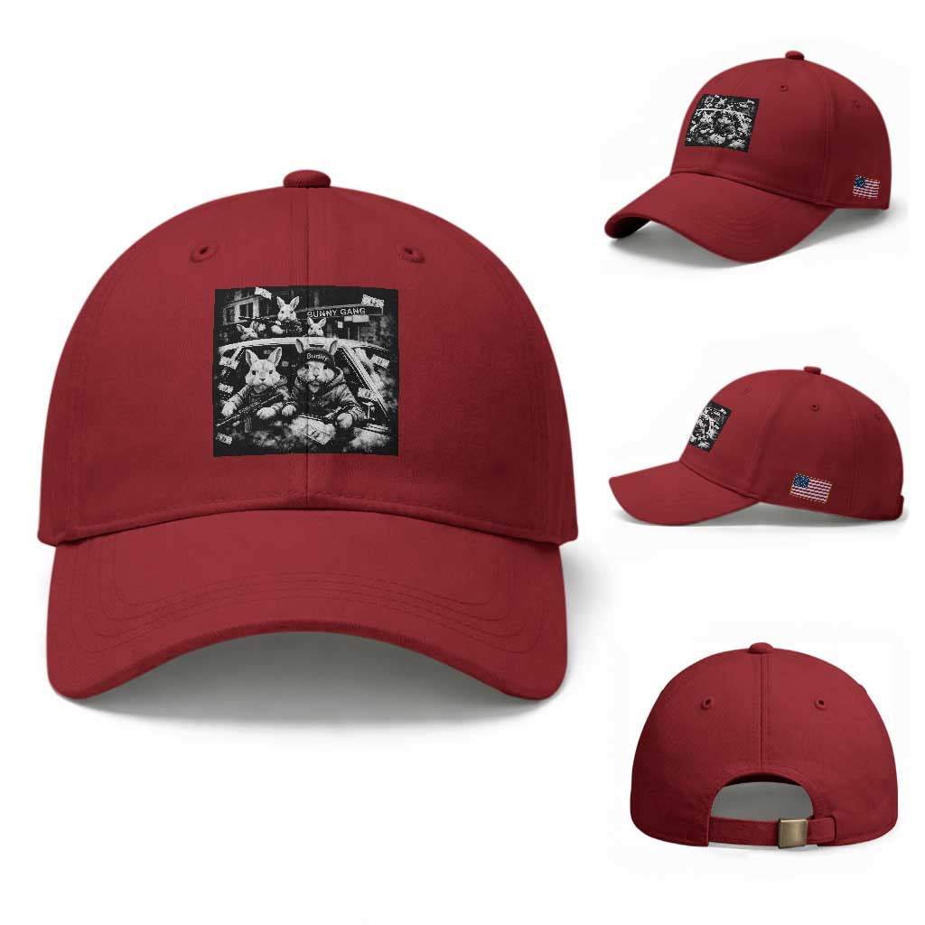 Funny Bunny Gang Baseball Cap Vintage Rabbit Meme TS10 Baseball Cap Universal Fit Cherry Red Print Your Wear