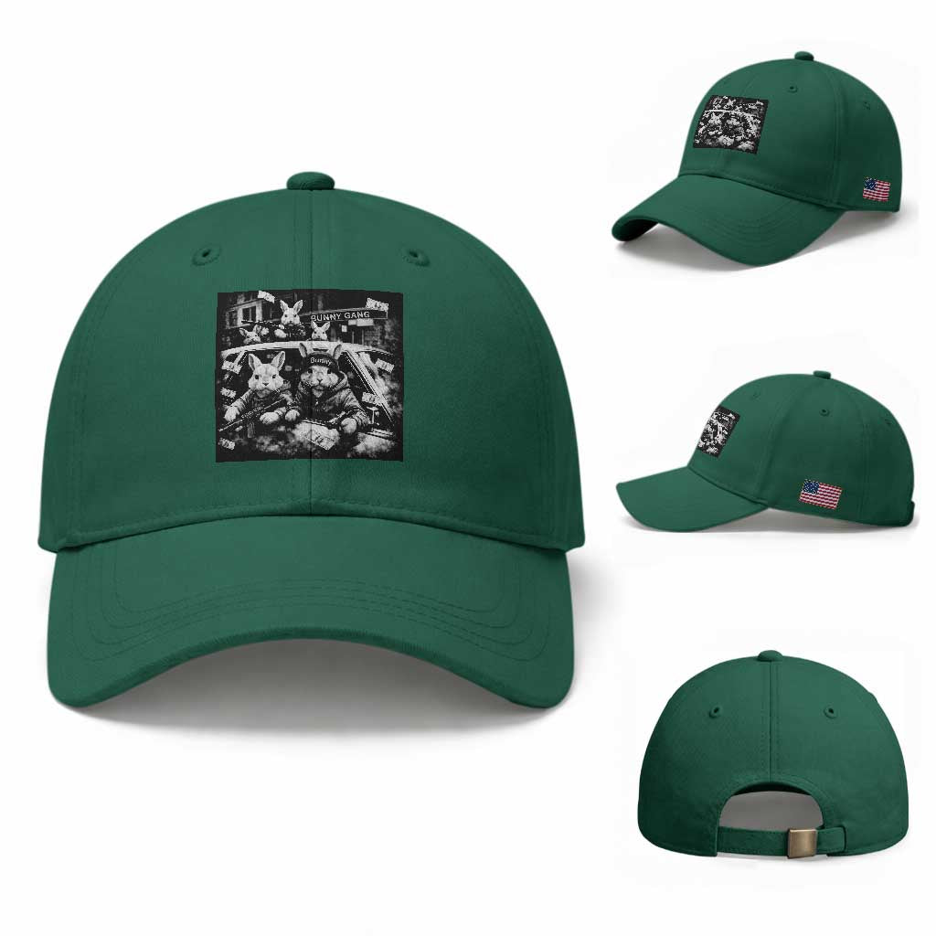 Funny Bunny Gang Baseball Cap Vintage Rabbit Meme TS10 Baseball Cap Universal Fit Irish Green Print Your Wear
